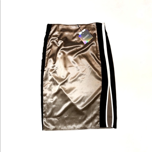 Missguided Dresses & Skirts - NWT Missguided Gold Satin Sports Stripe Midi Skirt